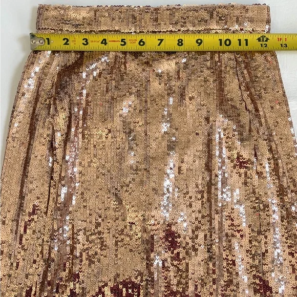 Sezane Magalia Skirt Sequined Midi Skirt Gold size 2 - Picture 16 of 16